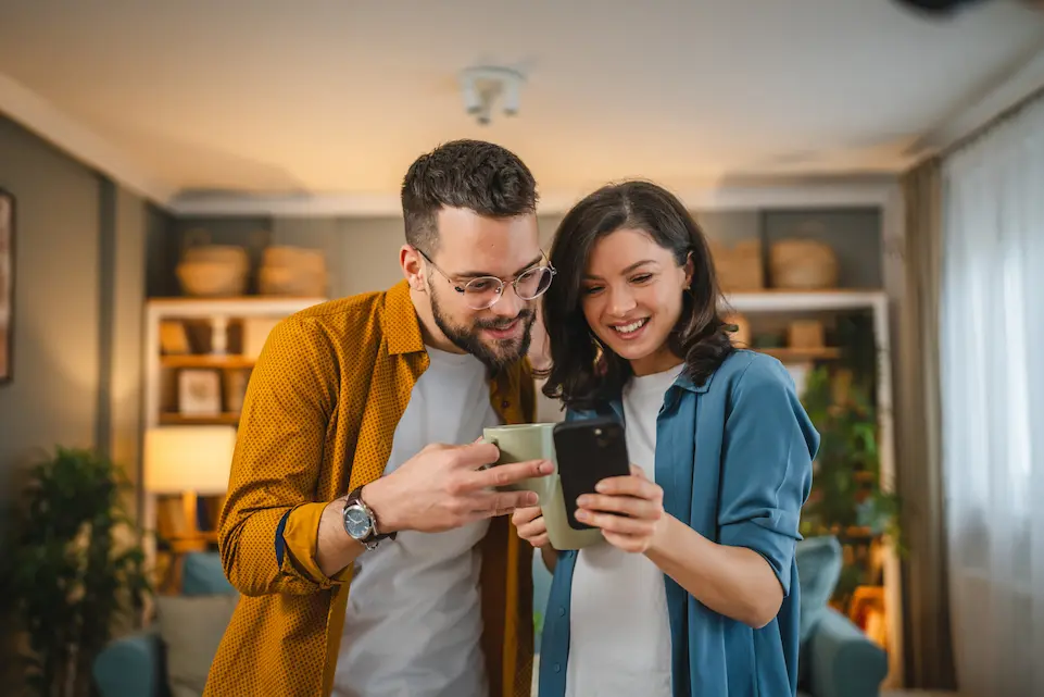 A couple browsing on a phone